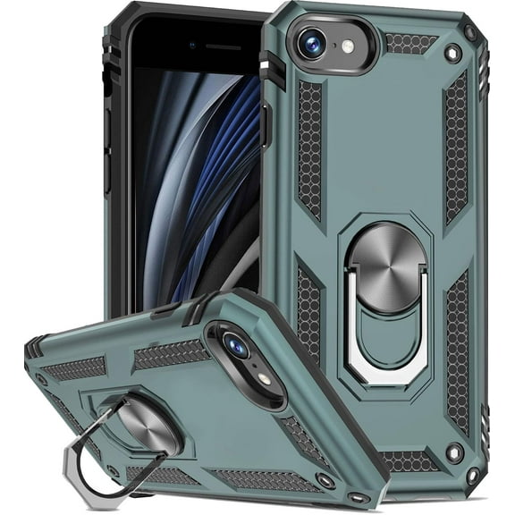 ULAK iPhone SE 3 2022 & iPhone 8 & iPhone 7 & iPhone SE 2 2020 Case for Kids Boys Men, Heavy Duty Shockproof Sturdy Phone Case for iPhone 7/8/SE 2nd 3rd Generation 5G, Green