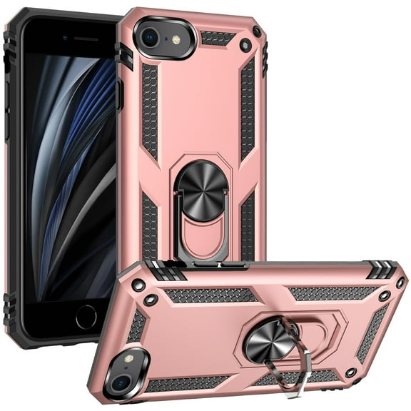 ULAK iPhone SE 3 2022 & iPhone 8 & iPhone 7 & iPhone SE 2 2020 Case for Women Girls Boys Men, Heavy Duty Shockproof Sturdy Phone Case for iPhone 7/8/SE 2nd 3rd Generation 5G, Rose Gold