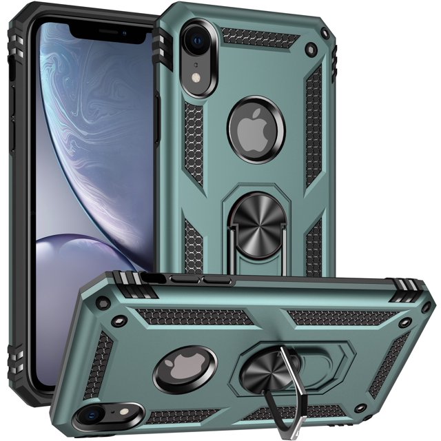 ULAK iPhone XR Case with Ring Holder, Heavy Duty Shockproof Kickstand