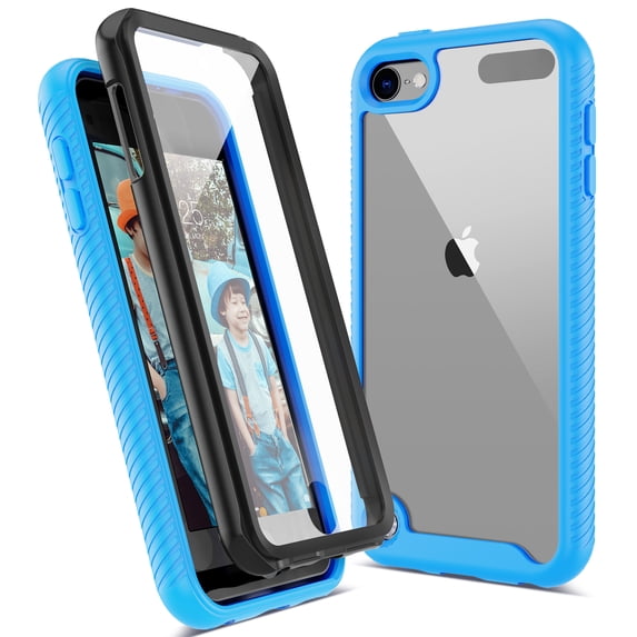 ULAK iPod Touch 7 Case With Screen Protector, Heavy Duty Shockproof iPod Touch 6 Case, Clear Full Body Cover for Apple iPod Touch 7th/6th/5th Generation, Blue