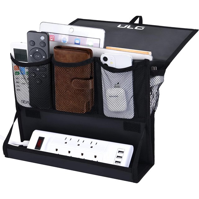 ULG Bedside Caddy Hanging Bedside Organizer with Power Strip Holder
