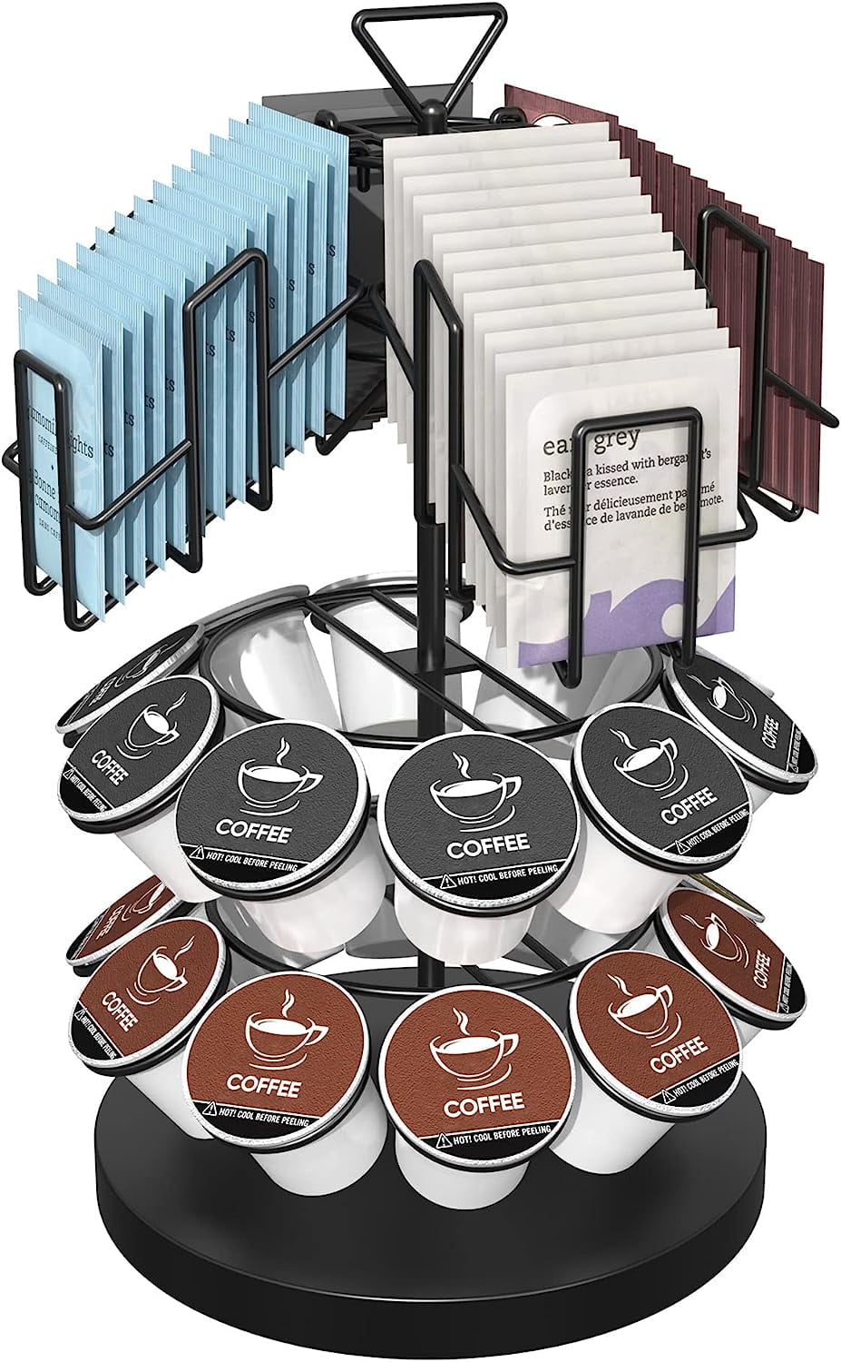 ULG Coffee Pod & Tea Bag Carousel Stand KCup Holder Compatible with 20 Keurig Kcups and 60 Tea