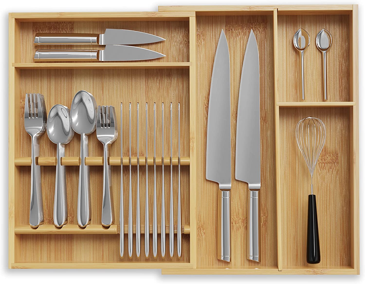 Mainstays Small Bamboo Expandable Cutlery Tray