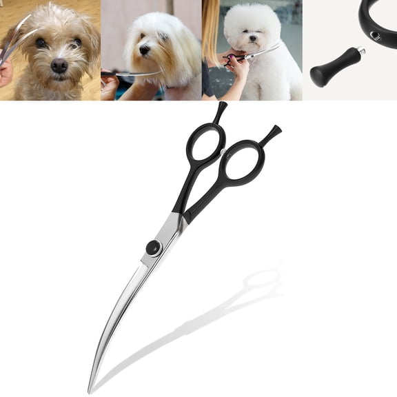 ULG Pet Cat Dog Grooming Shears 7.5" Professional Grooming Scissors Curved Scissors 6CR13 Stainless Steel