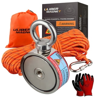 LORESO Magnet Fishing Kit with Case - Complete Magnets Fishing Kit Box with  Double Sided Magnet 880lb, Single Sided 550lb, Rope + Carabiner,  Threadlocker & Gloves 