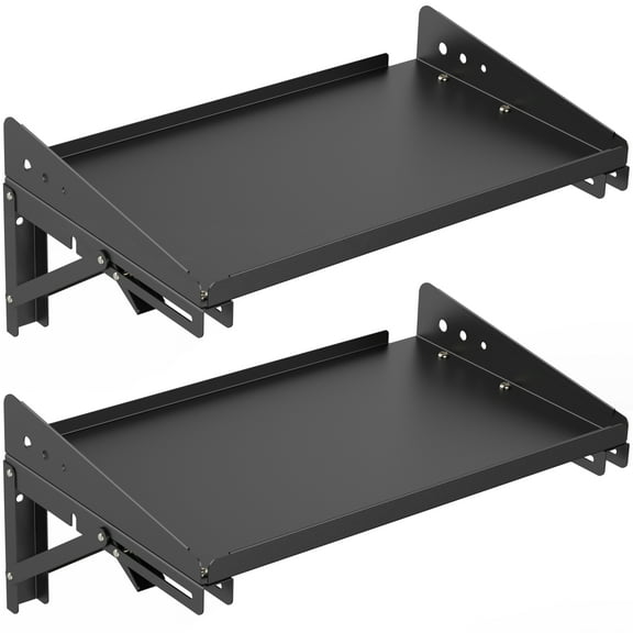 ULIBERMAGNET Garage Folding Storage Rack Shelves,100LB Metal Wall Mounted Adjustable Rail Shelf for Garage,Power Tools,Toolbox,Storage Shelves with Lip for Workshop Kitchen Office (2 Pack)