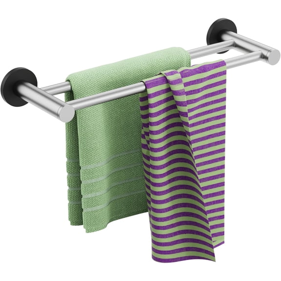 ULIBERMAGNET Magnetic Double Towel Bar, Adjustable Silver Heavy Duty Towel Holder, 22LB Capacity Non-Slip Magnetic Dishcloth Rod Rack for Refrigerator, Dishwasher, Laundry, RV, Kitchen