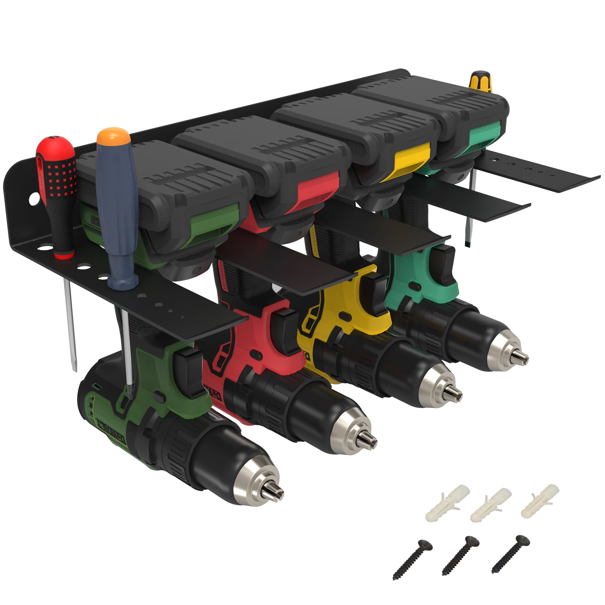 Power Tool Organizer, Boorhouder Wandmontage, Heavy Duty Garage Tool Organizer En Opslag, Geschikt Gereedschapsrek Voor Gereedschapskamer, Werkplaats, Garage, Opbergrek Voor Snoerloze Boormachine (2 N
