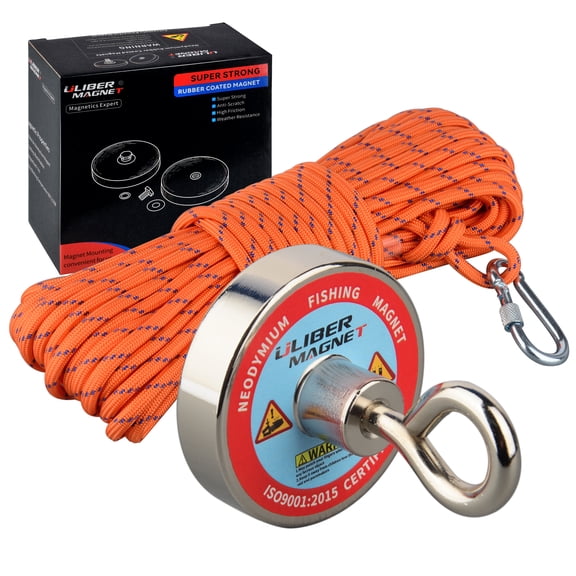 ULIBERMAGNET Powerful 220LB Neodymium Magnets with 10m Nylon Rope and Non-Slip Gloves for Magnetic Fishing, Recycling, Treasure Hunting in River, Lake