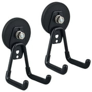 ULIBERMAGNET Strong Magnetic Hooks, 2 Pack Heavy Duty Storage Utility Magnet Hooks with Anti-Slip Coating for Indoor & Outdoor Hanging Black