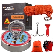 ULIBERMAGNET Ultra-Powerful Fishing Magnets 700LBS Pulling Force, N52 Neodymium Retrieval Fishing Magnets Diameter 75mm with Preferred Rope & Gloves Perfect Suitable Salvage, Treasure and Retrieving