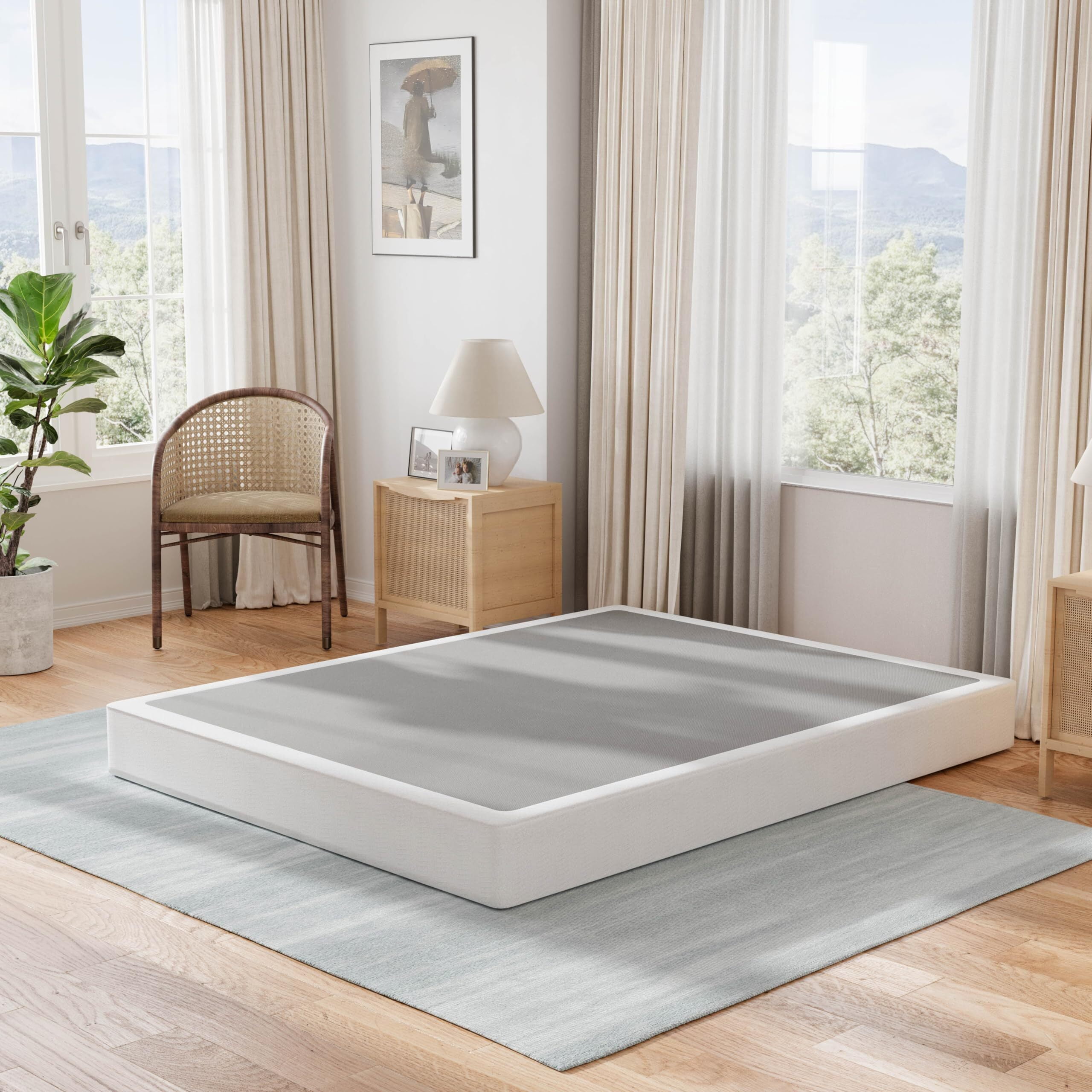 ULIESC 7 Inch Full Size Box Spring Full Box Spring Only Metal Box Spring Full with Fabric Cover Sturdy Mattress Foundation Noise Free Non Slip