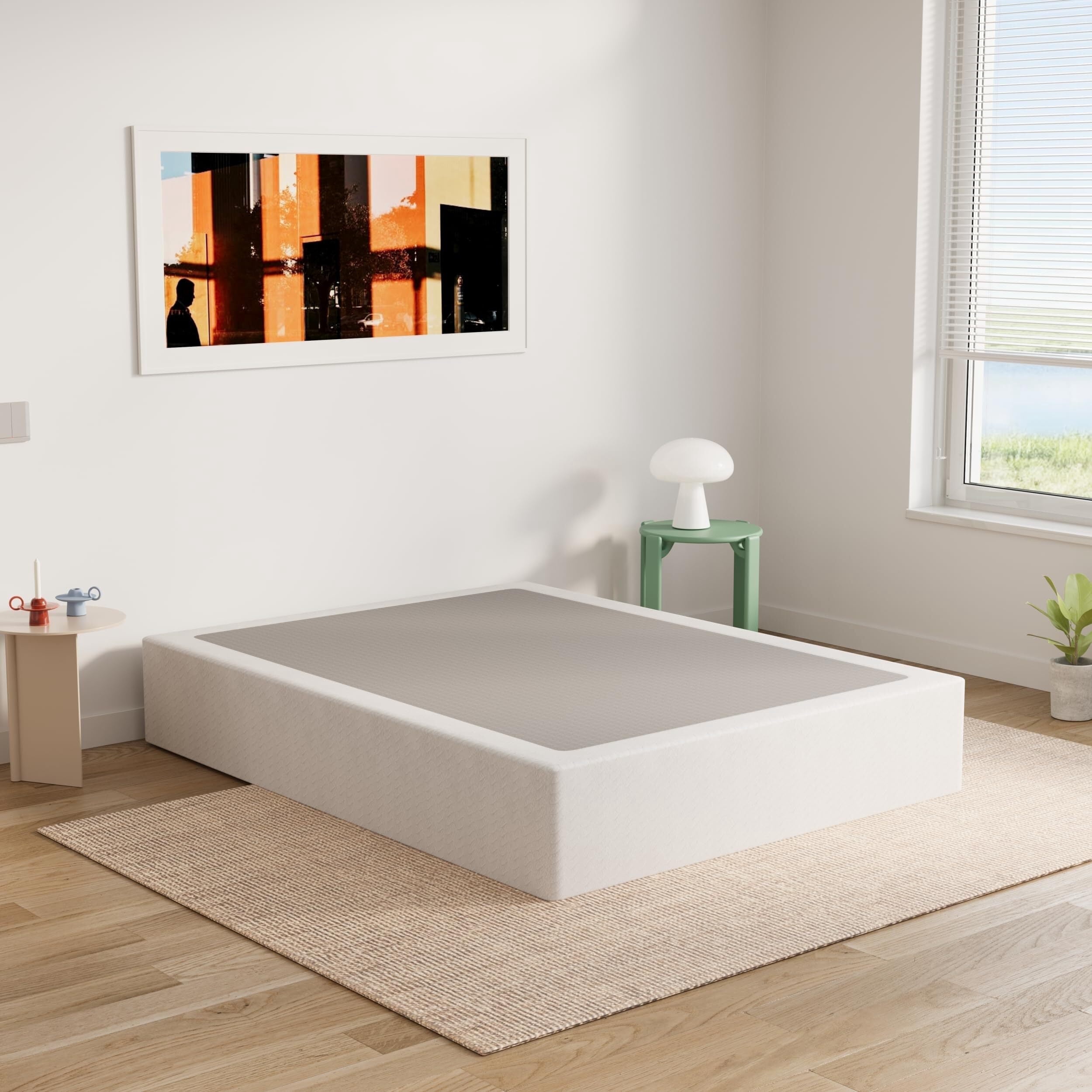 ULIESC 9 Inch Full Size Box Spring, Full Box Spring Only, Metal Box Spring Full with Fabric Cover, Sturdy Mattress Foundation, Noise Free, Non-Slip, Easy Assembly