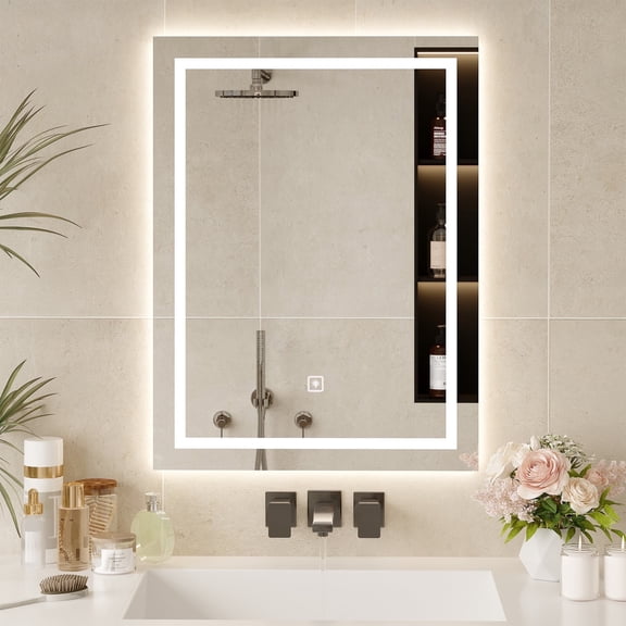 ULIESC LED Bathroom Mirror 24"x 32" with Lights, Lighted Vanity Mirror with 3 Color Dimmable Lighting, Wall Mounted for Bathroom Makeup Bedroom