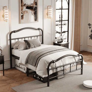 ULIESC Twin Size Bed Frame with Headboard and Footboard, 14 Inch High, Heavy Duty Metal Platform Bed Frame Twin, No Box Spring Needed, Easy Assembly, Black