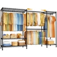 thumbnail image 1 of ULIF E17 Heavy-Duty Clothes Rack with 2 Expandable Hanging Rods, Black | (78-102.7)”W x 15.7”D x 76.6”H Adjustable Clothing Racks with Shelves, Metal Closet Wardrobe System for Hanging Clothes, 1 of 8