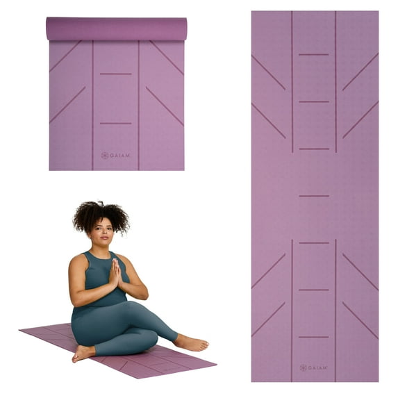 Gaiam 6mm Ultra-Sticky Alignment 1 Yoga Mat - Viola