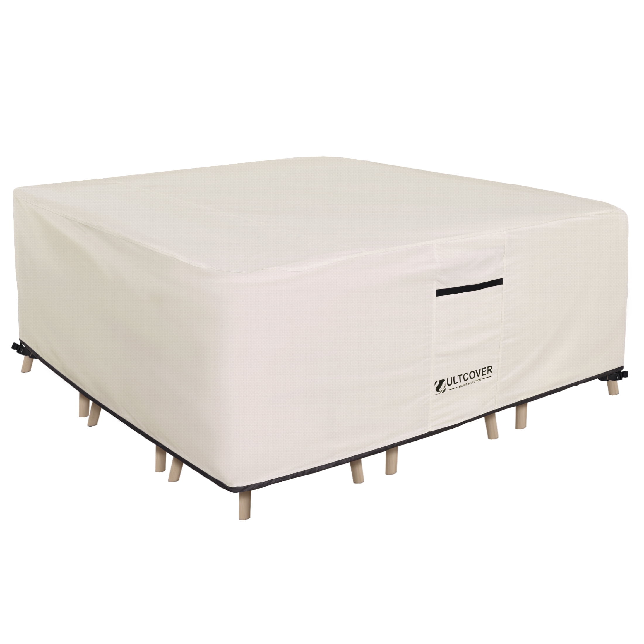 ULTCOVER Smart Selection Patio Furniture Cover Fits Tables up to 74" x 74" with 6 Chairs Waterproof Dustproof UV-Resistant Patio Table Cover,Beige