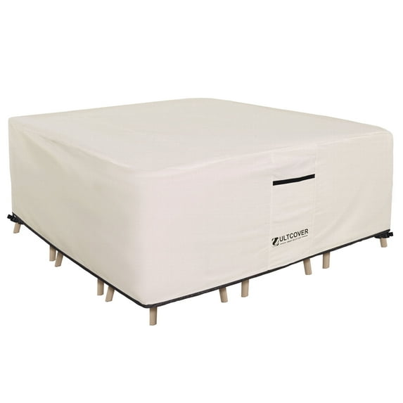 ULTCOVER Smart Selection Patio Furniture Cover Fits Tables up to 86" x 86" with 6 Chairs Waterproof Dustproof UV-Resistant Patio Table Cover,Beige