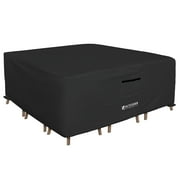 ULTCOVER Smart Selection Patio Furniture Cover Fits Tables up to 86" x 86" with 6 Chairs Waterproof Dustproof UV-Resistant Patio Table Cover,Black