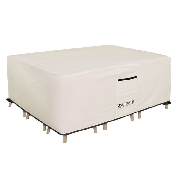 ULTCOVER Smart Selection Patio Furniture Cover Fits Tables up to 88" x 62" with 6 Chairs Waterproof Dustproof UV-Resistant Patio Table Cover,Beige