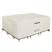 ULTCOVER Smart Selection Patio Furniture Cover Fits Tables up to 88" x 62" with 6 Chairs Waterproof Dustproof UV-Resistant Patio Table Cover,Beige