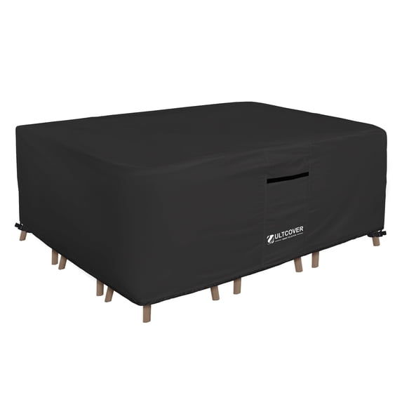 ULTCOVER Smart Selection Patio Furniture Cover Fits Tables up to 88" x 62" with 6 Chairs Waterproof Dustproof UV-Resistant Patio Table Cover,Black