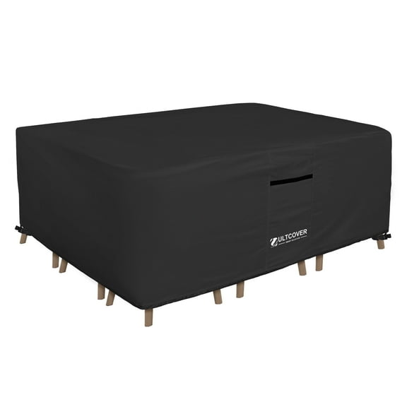 ULTCOVER Smart Selection Patio Furniture Cover Fits Tables up to 88" x 62" with 6 Chairs Waterproof Dustproof UV-Resistant Patio Table Cover,Black
