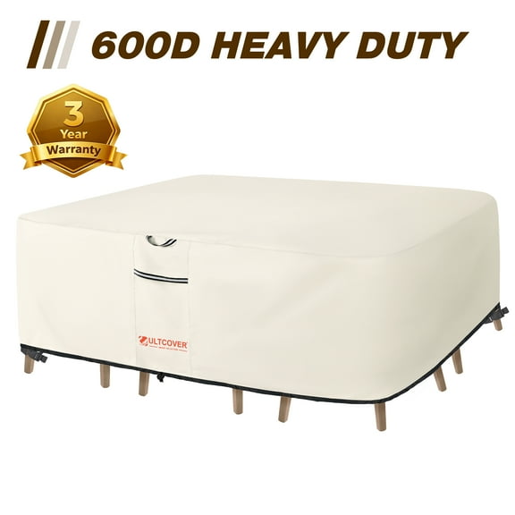 ULTCOVER Smart Selection 111"x74" Patio Table Chair Set Cover - 600D PVC Oxford Fabric, Waterproof, Dust-Proof, Tear & Sun Resistant with Reflective Strips