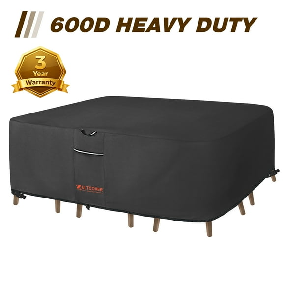 ULTCOVER Smart Selection 111"x74" Patio Table Chair Set Cover - 600D PVC Oxford Fabric, Waterproof, Dust-Proof, Tear & Sun Resistant with Reflective Strips