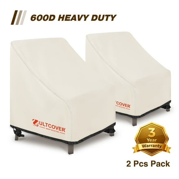 ULTCOVER Smart Selection 35"x38" Patio Chair Covers 2 pack Heavy Duty 600D PVC Oxford Outdoor Chair Cover Waterproof Dustproof UV & Tear Resistant