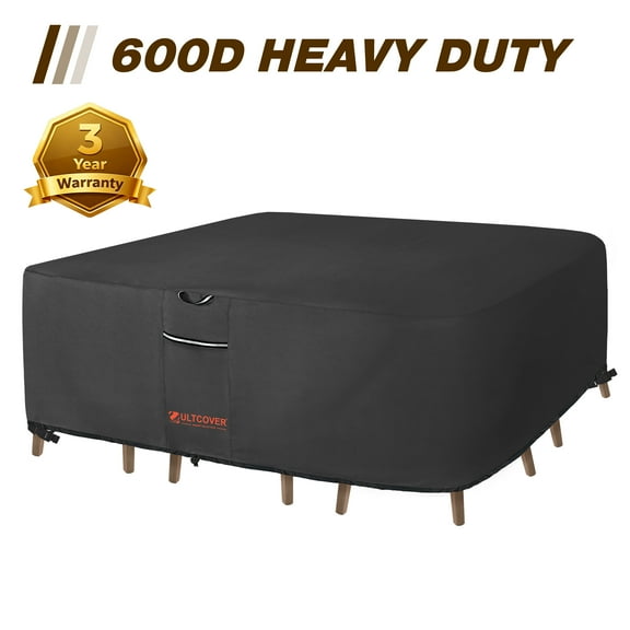 ULTCOVER Smart Selection 86"x86" Patio Table Chair Set Cover - 600D PVC Oxford Fabric, Waterproof, Dust-Proof, Tear & Sun Resistant with Reflective Strips