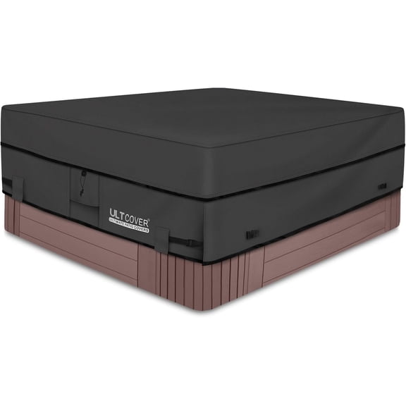 ULTCOVER Waterproof 600D Polyester Square Hot Tub Cover Outdoor SPA Covers 90 x 90 inch, Black