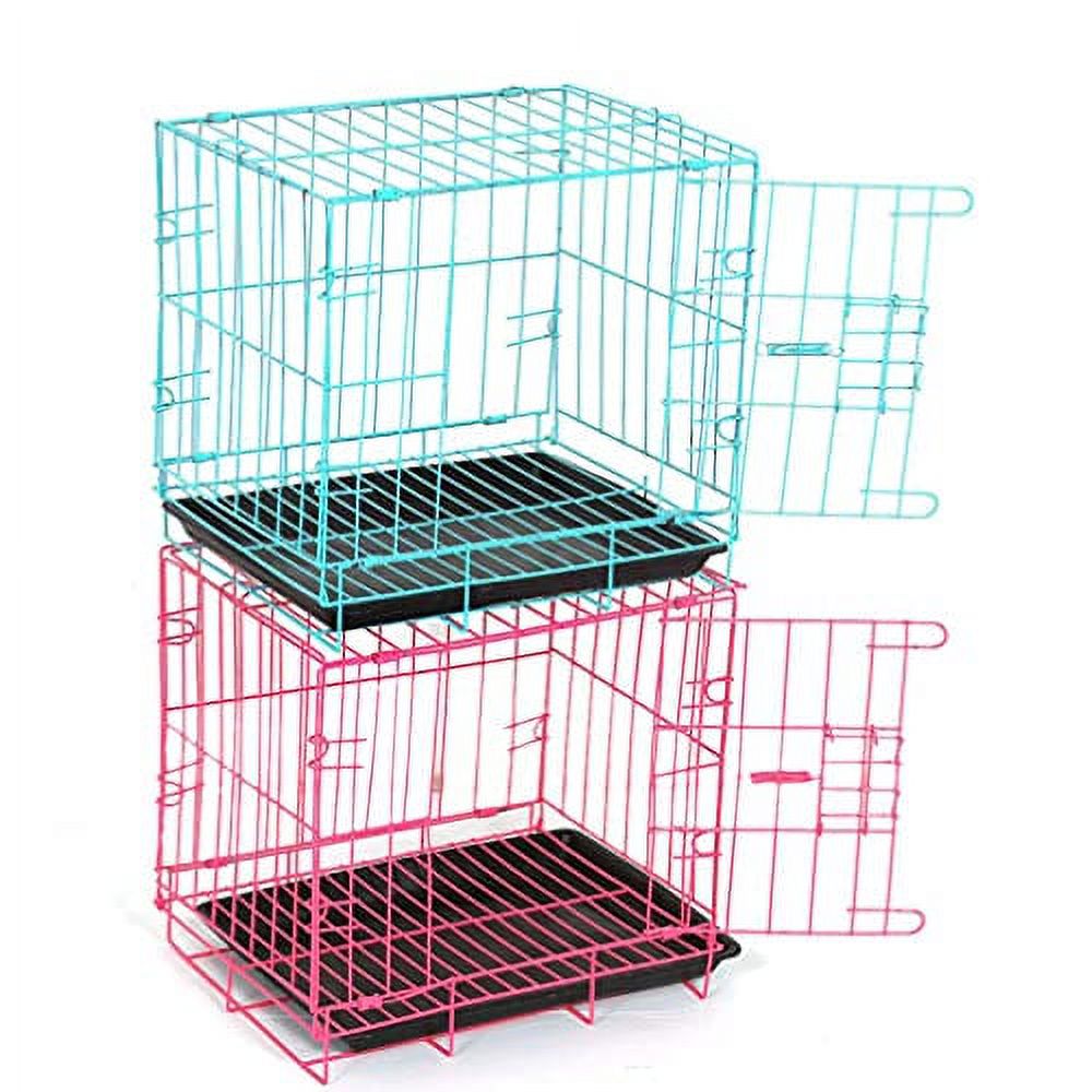 ULTECHNOVO Dog Folding Cage Folding Dog Crate Portable Large Metal Wire Kennel, Plastic Leak