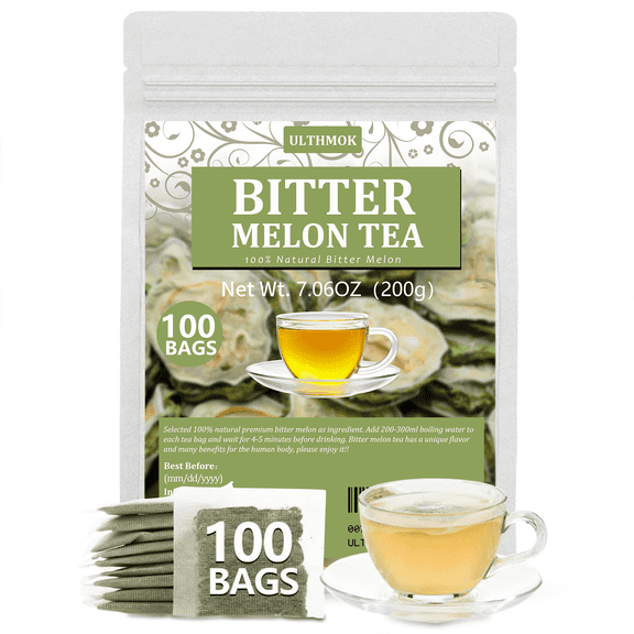 ULTHMOK Bitter Melon 100 Tea Bags, Made with 100% Pure Natural Bitter Melon, No Additives