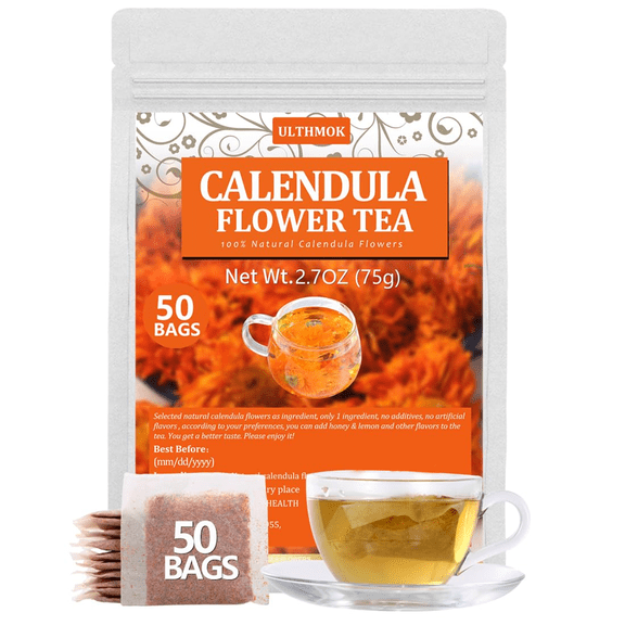 ULTHMOK Calendula Flower Tea Bags, Made with 100% Natural Calendula FlowersFor Skin Health & Support Wellness, No Additives(50 Count)