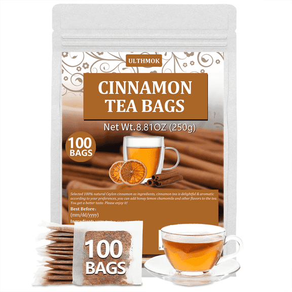 ULTHMOK 100 Pure Ceylon Cinnamon Tea Bags, Made with 100% Ceylon Cinnamon Sticks, No Additives