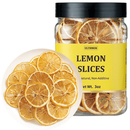 ULTHMOK Dehydrated Lemon Slices, 3 Oz (85g), 100% Natural, No Additives, No Sugar Added