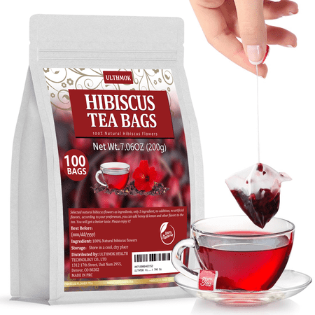 ULTHMOK Hibiscus Flowers Tea Bags, 100 Count, 7.06 Oz