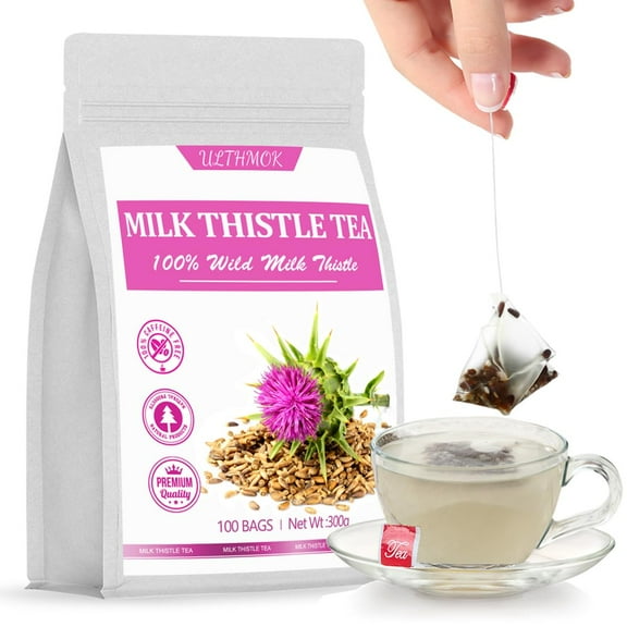 ULTHMOK Milk Thistle Tea Bags, 100 Count, Caffeine-Free, Liver Detox
