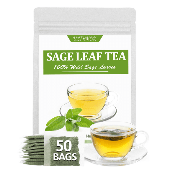 ULTHMOK Sage Tea Bags, Made with 100% Natural Sage Leaves, No Additives & Caffeine Free(50 Packs)