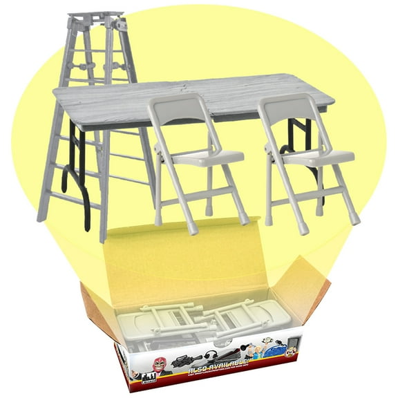 ULTIMATE Ladder, Table & Chairs Silver Playset for WWE & AEW Wrestling Action Figures