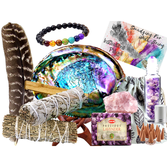 ULTIMATE Sage Smudge Kit: 12 Piece Spiritual Gifts w/XL Abalone Shell, Variety Smudging Kit for Cleansing, Smudging Gift Set