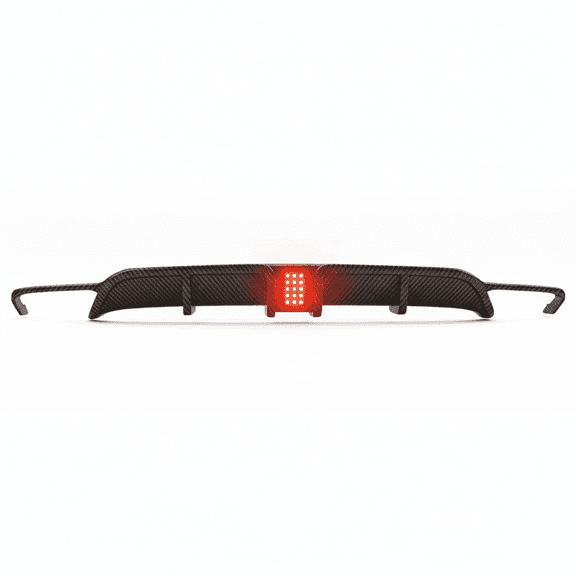 ULTIMATEMOTORSPORTS Rear Bumper Diffuser w/Corner Winglet Trim Kit Compatible with 2022-2026 Civic Hatchback Sport Touring FL1/FL2 4DR w/Rectange LED Brake Red Light Smoke Carbon Fiber Look