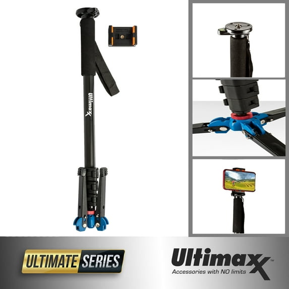 ULTIMAXX 62" Monopod Tripod with Base Stand and Phone Holder