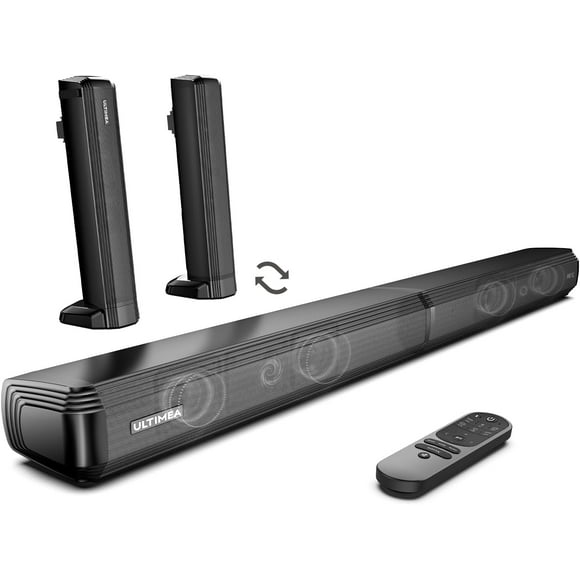 ULTIMEA 2.2ch Sound Bar for TV, Built-in Dual Subwoofer, 2 in 1 Separable Bluetooth 5.3 Soundbar , Bassmax Adjustable TV Surround Sound Bar, HDMI-ARC/Optical/Aux Home Theater Speakers, Wall Mount