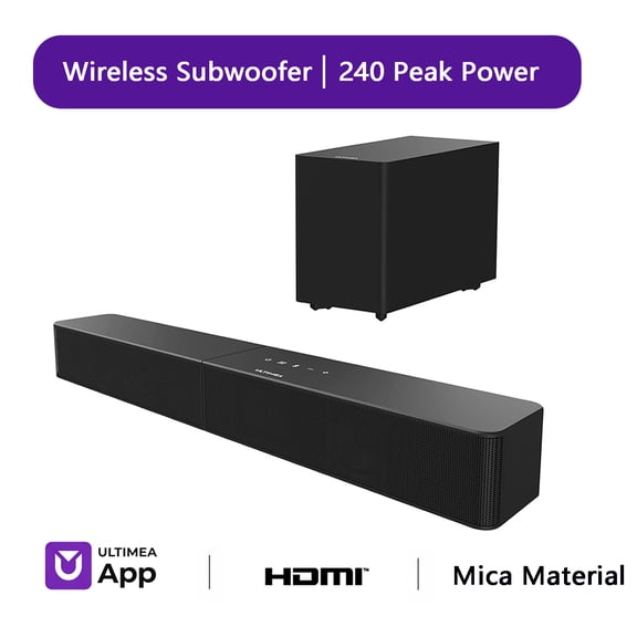 ULTIMEA  Sound Bar With Wireless Subwoofer, 240W, App Control, BassMX & VoiceMX, Soundbar for Smart TV, Bluetooth 6.0, HDMI, Optical, Poseidon R3T