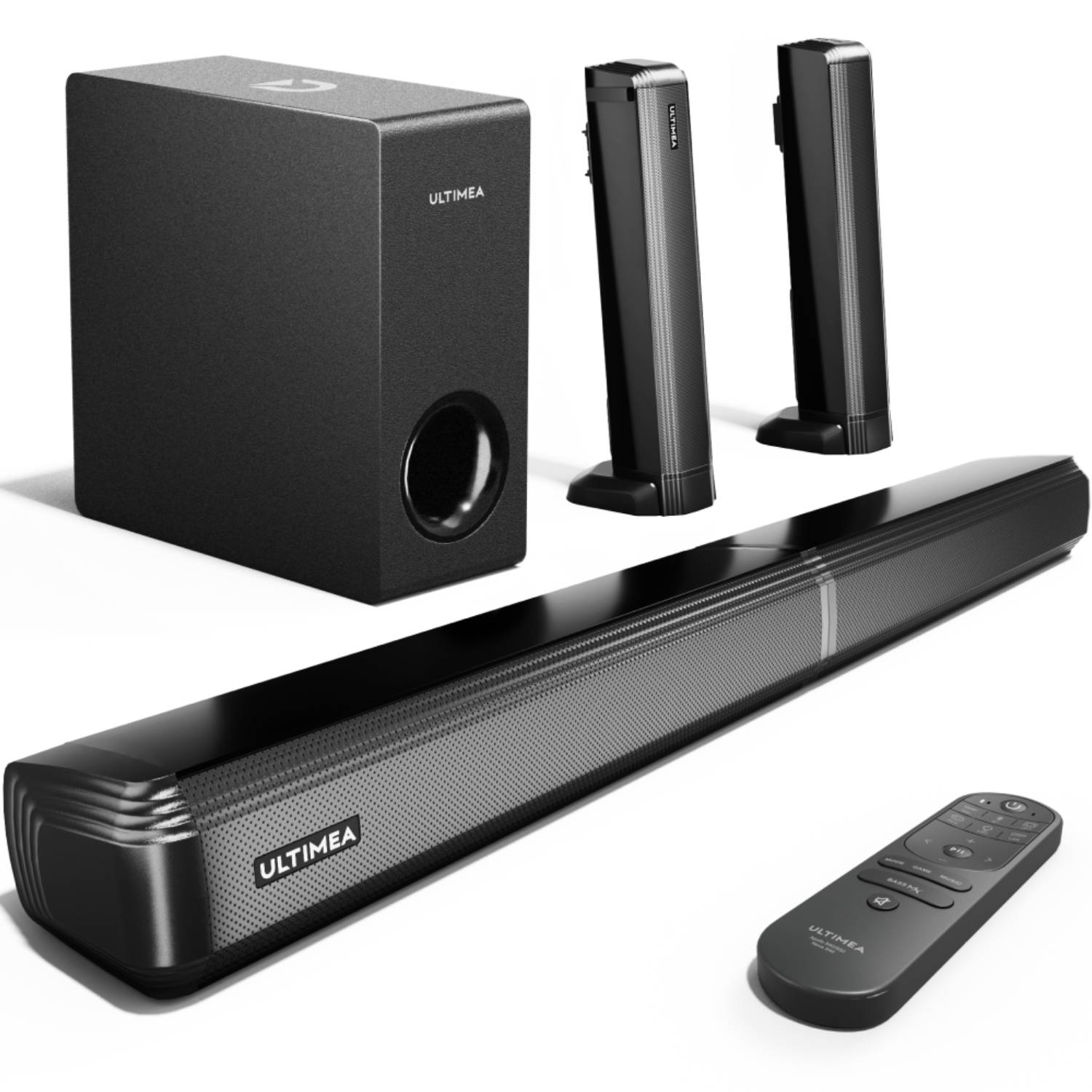 ULTIMEA 4.1ch Sound Bars for TV with Subwoofer, 2-in-1 Detachable Soundbar for TV, Bluetooth 5.3 Sound Bar, 3 EQ Modes & BASSMX TV Speakers, ARC/Optical/Aux, Wall Mount, Apollo S50 Detachable Series - image 1 of 9