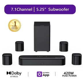 ULTIMEA 7.1ch Soundbar with Dolby Atmos for TV, Surround Sound System with 5.25" Subwoofer, VoiceMX, BassMX, 4 Surround Speakers, 420W Peak Power, HDMI eARC, APP Control, Aura S5T