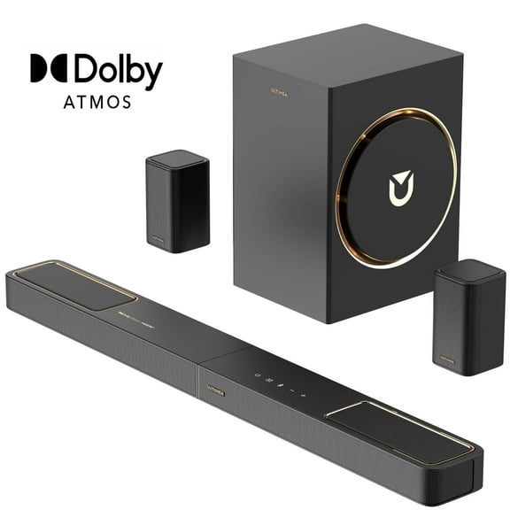 ULTIMEA 5.1.2ch Sound Bar with Dolby Atmos, Surround Sound System for TV with 2 Surround Speakers, Sound Bar for Smart TV, Soundbar with Subwoofer for Home Theater, HDMI eARC, Skywave F40 Boom SE